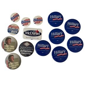 Political Campaign Pins Lot Bill Clinton Gore Hillary Clinton Arkansas Democrat